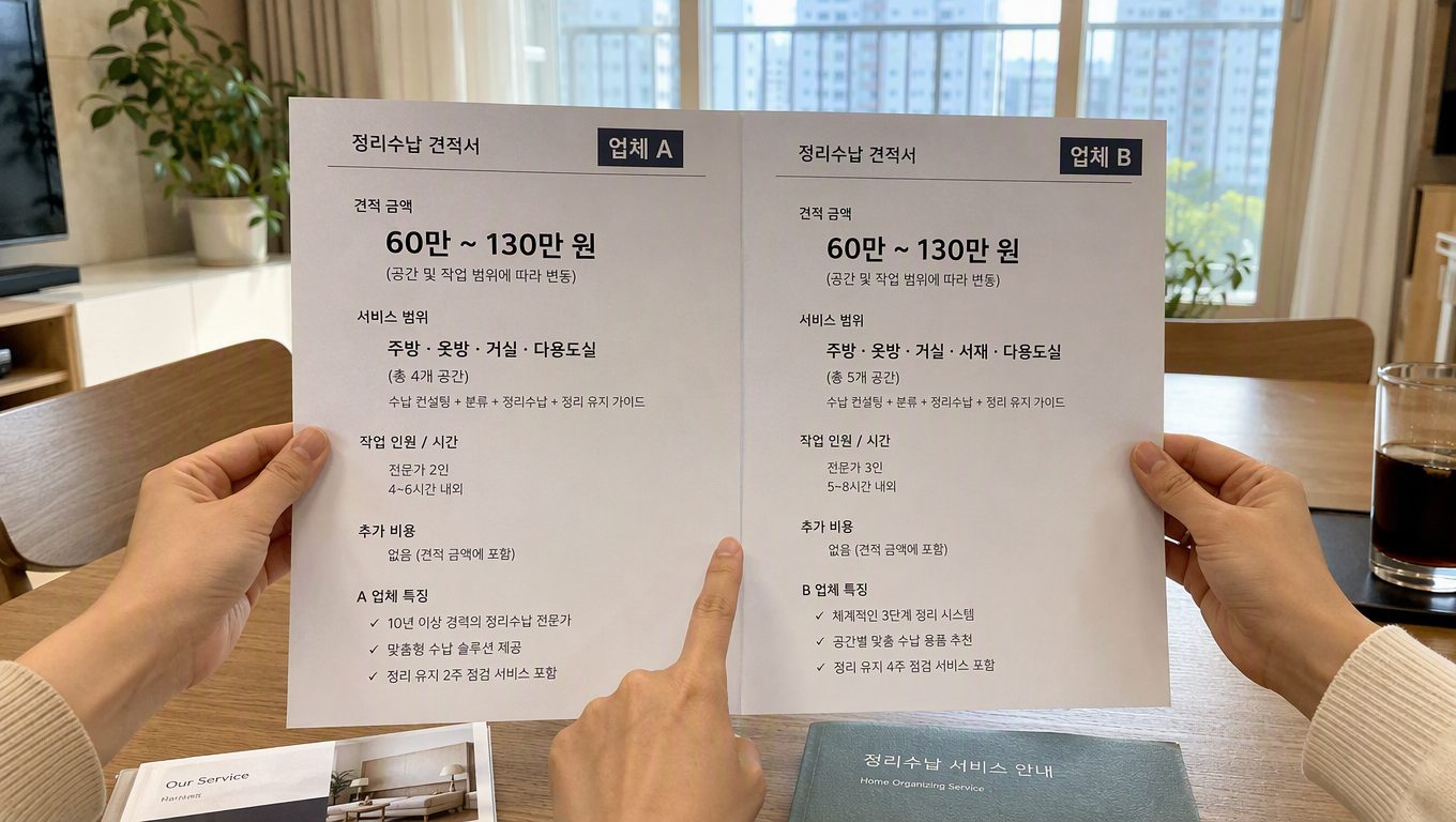 집 정리정돈 업체 견적 비교하는 법｜30평대 비용·서비스 범위 총정리