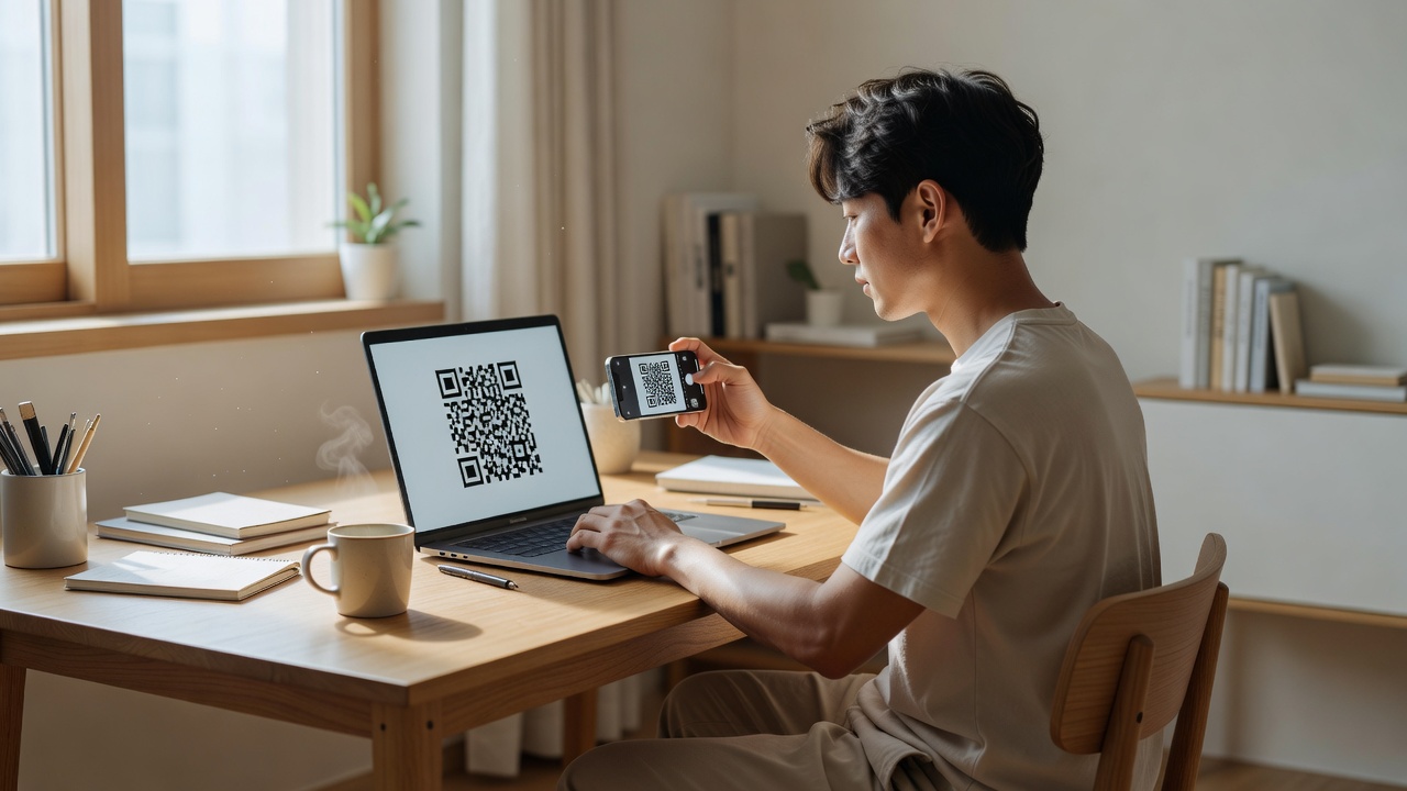 당근마켓 pc버전 웹 접속을 위한 QR 로그인 장면