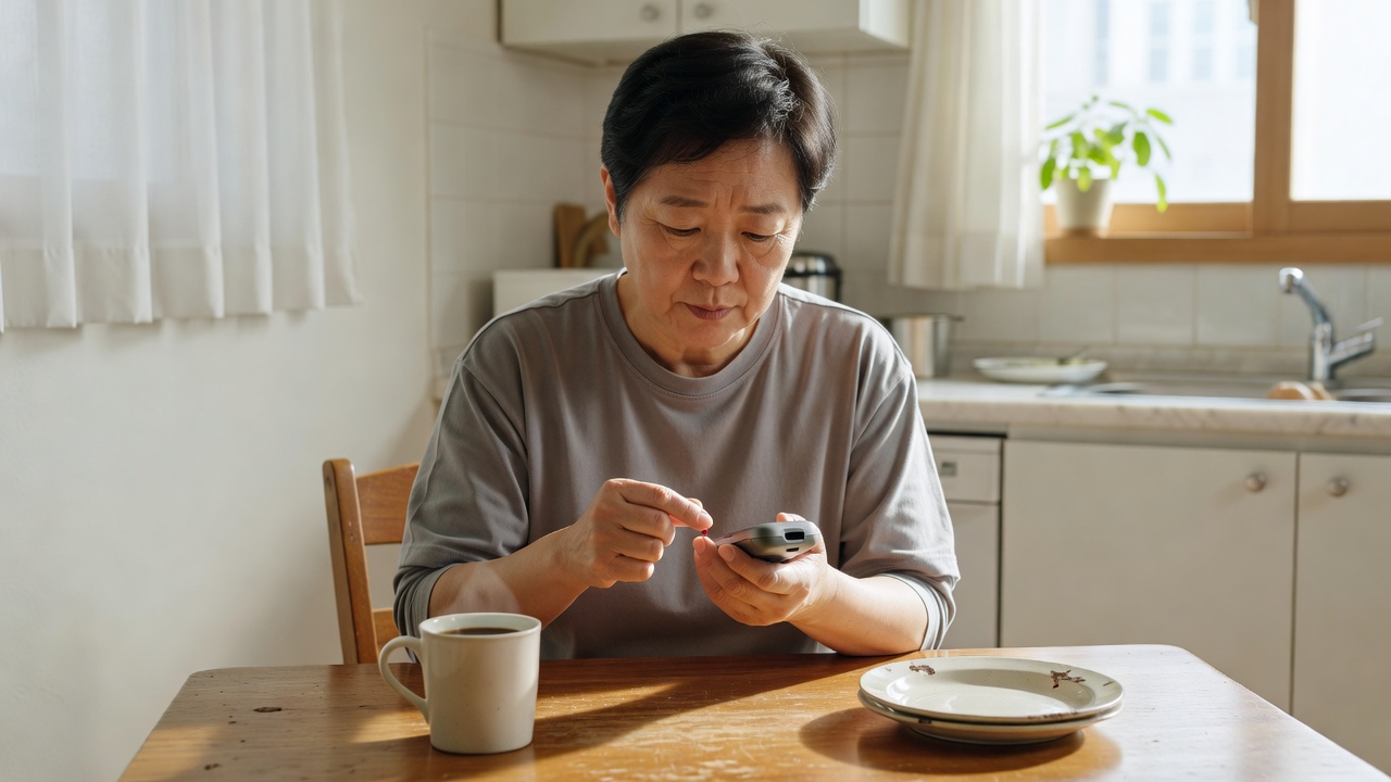 공복 정상혈당 수치 측정하는 일상 모습